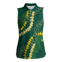 Hawaii Puakenikeni - Maile Lei Women Sleeveless Polo Shirt Sage Green LT7 Female Sage Green - Polynesian Pride