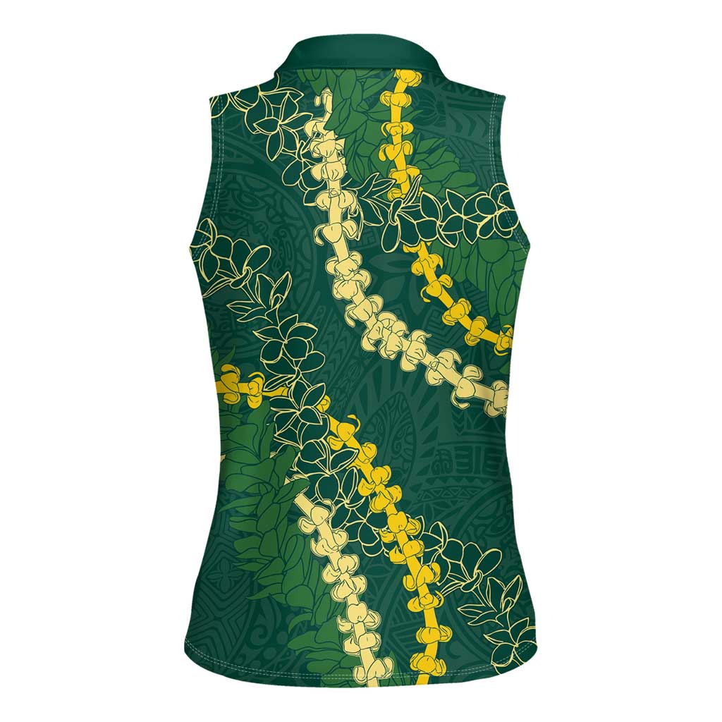 Hawaii Puakenikeni - Maile Lei Women Sleeveless Polo Shirt Sage Green LT7 - Polynesian Pride
