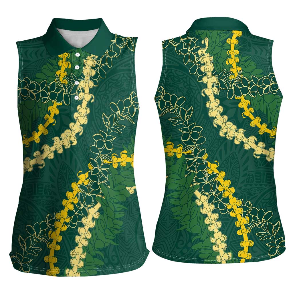 Hawaii Puakenikeni - Maile Lei Women Sleeveless Polo Shirt Sage Green LT7 - Polynesian Pride