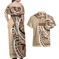 Samoa Siapo Classic Motif Couples Matching Off Shoulder Maxi Dress and Hawaiian Shirt Manuia le tutoatasi o Samoa Independence LT7 - Polynesian Pride
