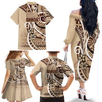 Samoa Siapo Classic Motif Family Matching Off The Shoulder Long Sleeve Dress and Hawaiian Shirt Manuia le tutoatasi o Samoa Independence LT7 - Polynesian Pride