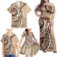 Samoa Siapo Classic Motif Family Matching Off Shoulder Maxi Dress and Hawaiian Shirt Manuia le tutoatasi o Samoa Independence LT7 - Polynesian Pride