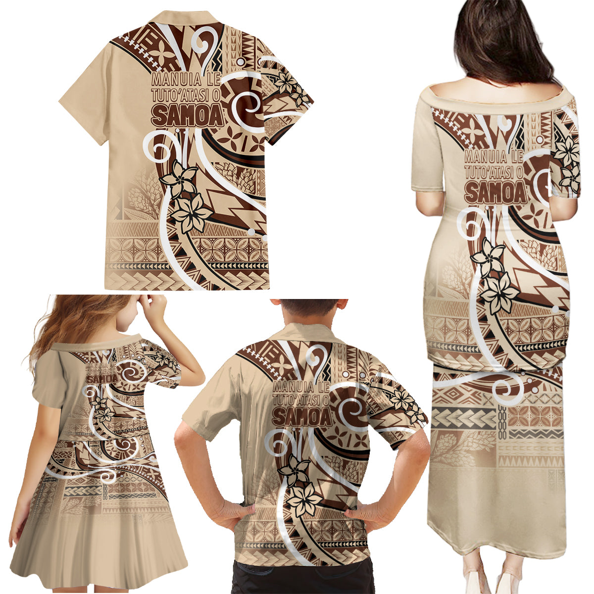Samoa Siapo Classic Motif Family Matching Puletasi and Hawaiian Shirt Manuia le tutoatasi o Samoa Independence LT7 - Polynesian Pride