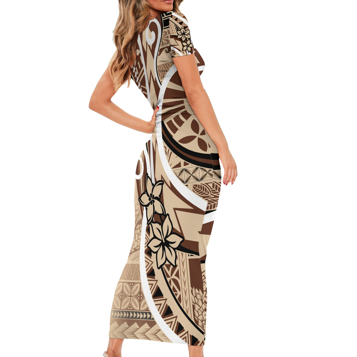 Samoa Siapo Classic Motif Family Matching Short Sleeve Bodycon Dress and Hawaiian Shirt Manuia le tutoatasi o Samoa Independence LT7 - Polynesian Pride
