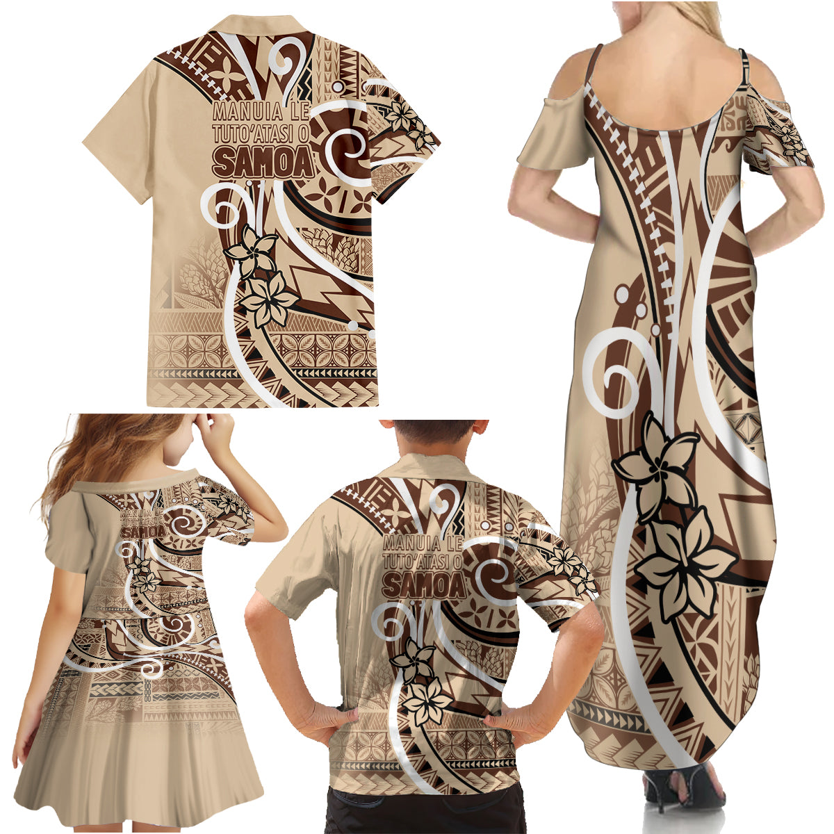 Samoa Siapo Classic Motif Family Matching Summer Maxi Dress and Hawaiian Shirt Manuia le tutoatasi o Samoa Independence LT7 - Polynesian Pride