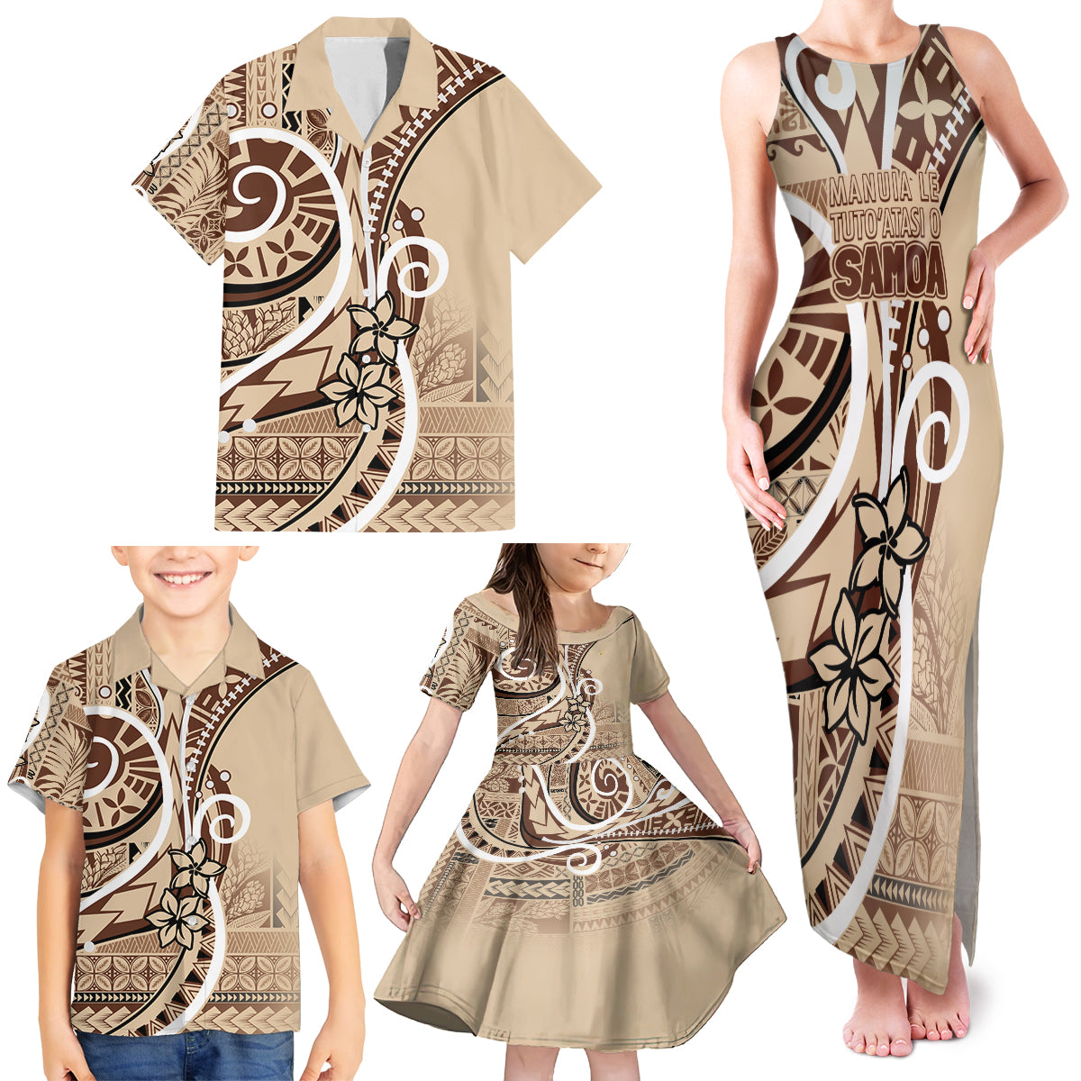 Samoa Siapo Classic Motif Family Matching Tank Maxi Dress and Hawaiian Shirt Manuia le tutoatasi o Samoa Independence LT7 - Polynesian Pride