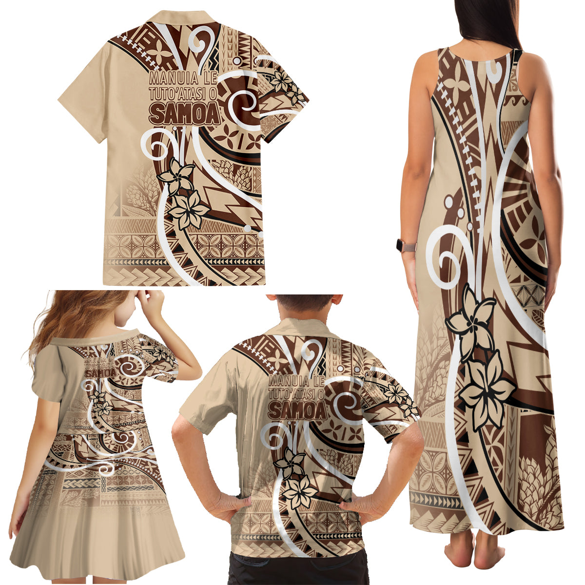 Samoa Siapo Classic Motif Family Matching Tank Maxi Dress and Hawaiian Shirt Manuia le tutoatasi o Samoa Independence LT7 - Polynesian Pride