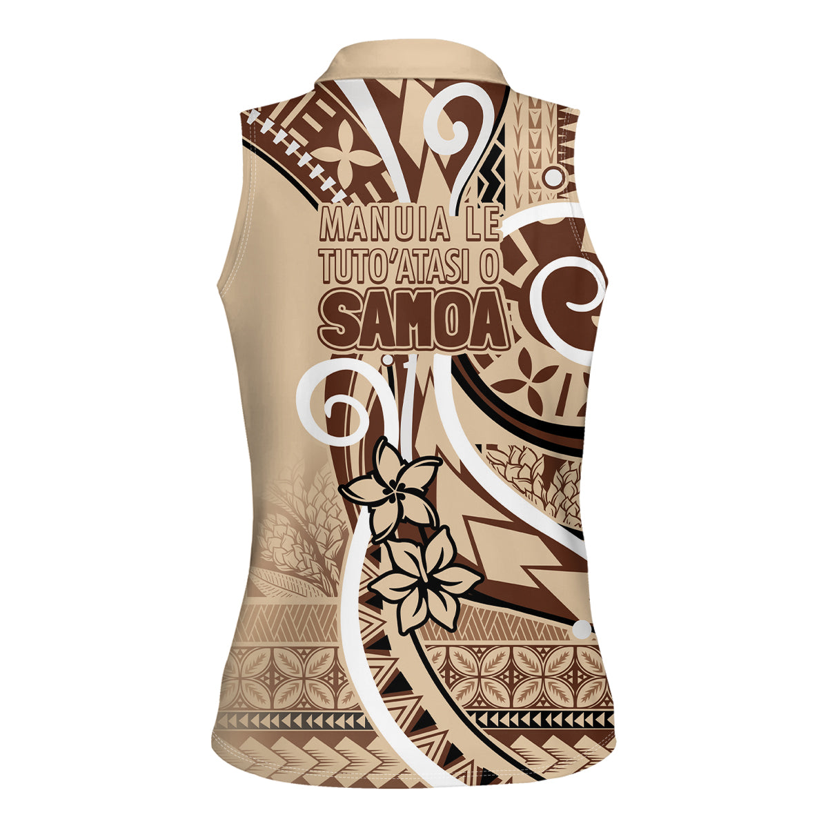 Samoa Siapo Classic Motif Women Sleeveless Polo Shirt Manuia le tutoatasi o Samoa Independence LT7 - Polynesian Pride
