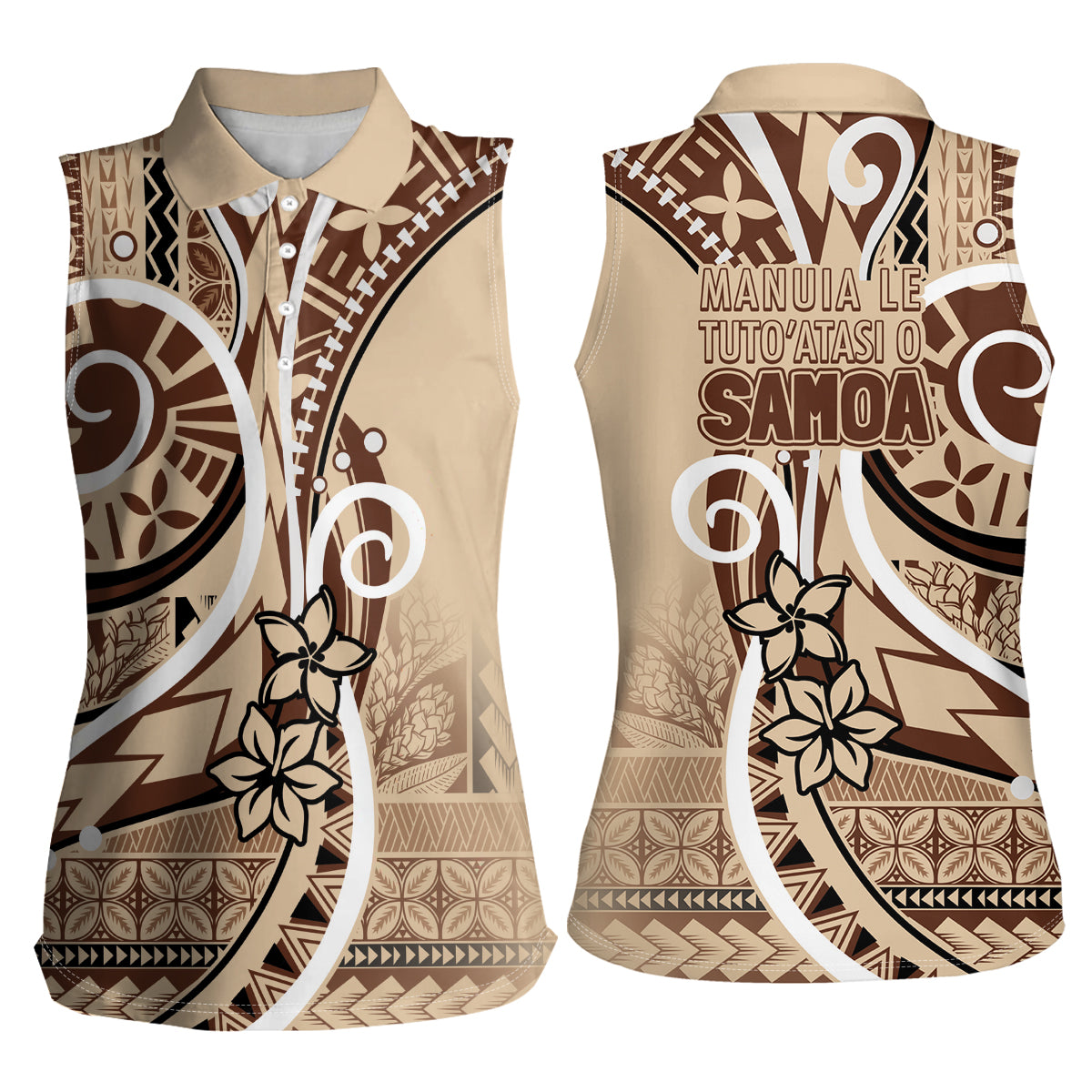 Samoa Siapo Classic Motif Women Sleeveless Polo Shirt Manuia le tutoatasi o Samoa Independence LT7 - Polynesian Pride