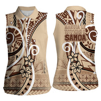 Samoa Siapo Classic Motif Women Sleeveless Polo Shirt Manuia le tutoatasi o Samoa Independence LT7 - Polynesian Pride