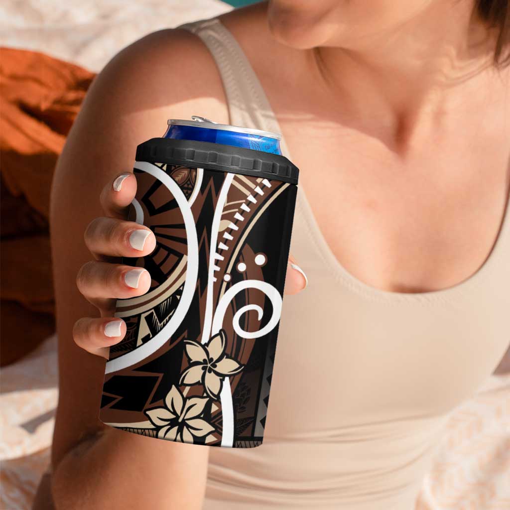 Samoa Siapo Classic Motif 4 in 1 Can Cooler Tumbler Manuia le tutoatasi o Samoa Independence Black Style LT7 - Polynesian Pride