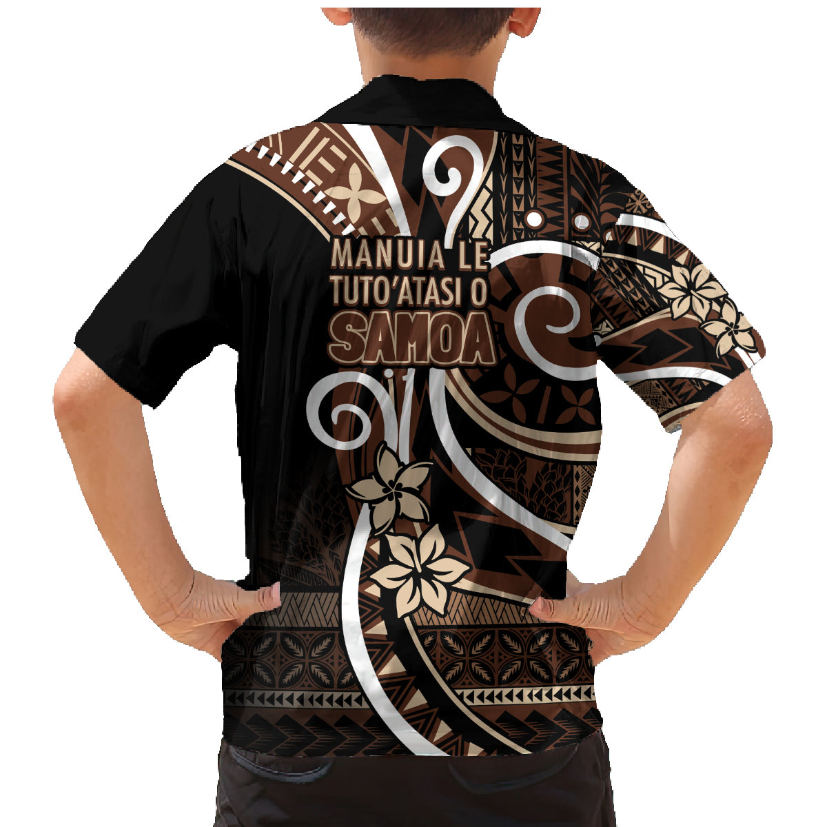 Samoa Siapo Classic Motif Family Matching Mermaid Dress and Hawaiian Shirt Manuia le tutoatasi o Samoa Independence Black Style LT7 - Polynesian Pride