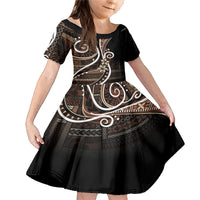 Samoa Siapo Classic Motif Family Matching Mermaid Dress and Hawaiian Shirt Manuia le tutoatasi o Samoa Independence Black Style LT7 Daughter's Dress Black - Polynesian Pride