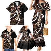 Samoa Siapo Classic Motif Family Matching Mermaid Dress and Hawaiian Shirt Manuia le tutoatasi o Samoa Independence Black Style LT7 - Polynesian Pride