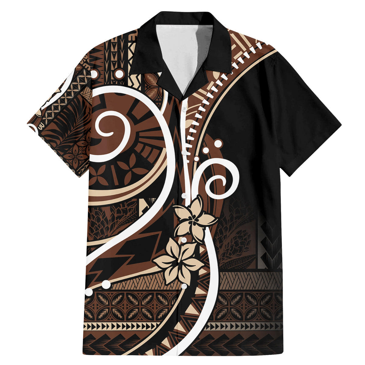 Samoa Siapo Classic Motif Family Matching Mermaid Dress and Hawaiian Shirt Manuia le tutoatasi o Samoa Independence Black Style LT7 Dad's Shirt - Short Sleeve Black - Polynesian Pride