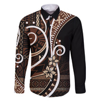 Samoa Siapo Classic Motif Family Matching Off The Shoulder Long Sleeve Dress and Hawaiian Shirt Manuia le tutoatasi o Samoa Independence Black Style LT7 Dad's Shirt - Long Sleeve Black - Polynesian Pride