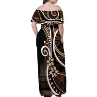 Samoa Siapo Classic Motif Family Matching Off Shoulder Maxi Dress and Hawaiian Shirt Manuia le tutoatasi o Samoa Independence Black Style LT7 - Polynesian Pride