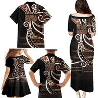 Samoa Siapo Classic Motif Family Matching Puletasi and Hawaiian Shirt Manuia le tutoatasi o Samoa Independence Black Style LT7 - Polynesian Pride