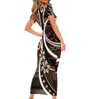 Samoa Siapo Classic Motif Family Matching Short Sleeve Bodycon Dress and Hawaiian Shirt Manuia le tutoatasi o Samoa Independence Black Style LT7 - Polynesian Pride