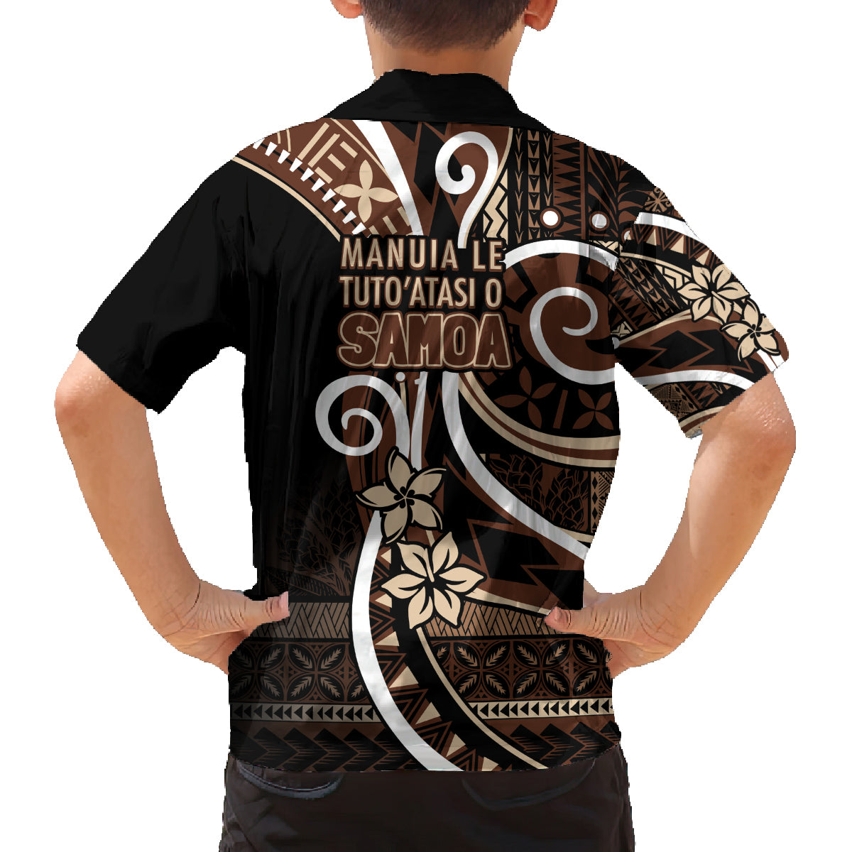 Samoa Siapo Classic Motif Family Matching Summer Maxi Dress and Hawaiian Shirt Manuia le tutoatasi o Samoa Independence Black Style LT7 - Polynesian Pride