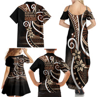 Samoa Siapo Classic Motif Family Matching Summer Maxi Dress and Hawaiian Shirt Manuia le tutoatasi o Samoa Independence Black Style LT7 - Polynesian Pride