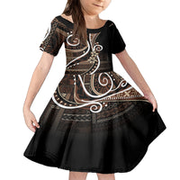 Samoa Siapo Classic Motif Family Matching Tank Maxi Dress and Hawaiian Shirt Manuia le tutoatasi o Samoa Independence Black Style LT7 Daughter's Dress Black - Polynesian Pride