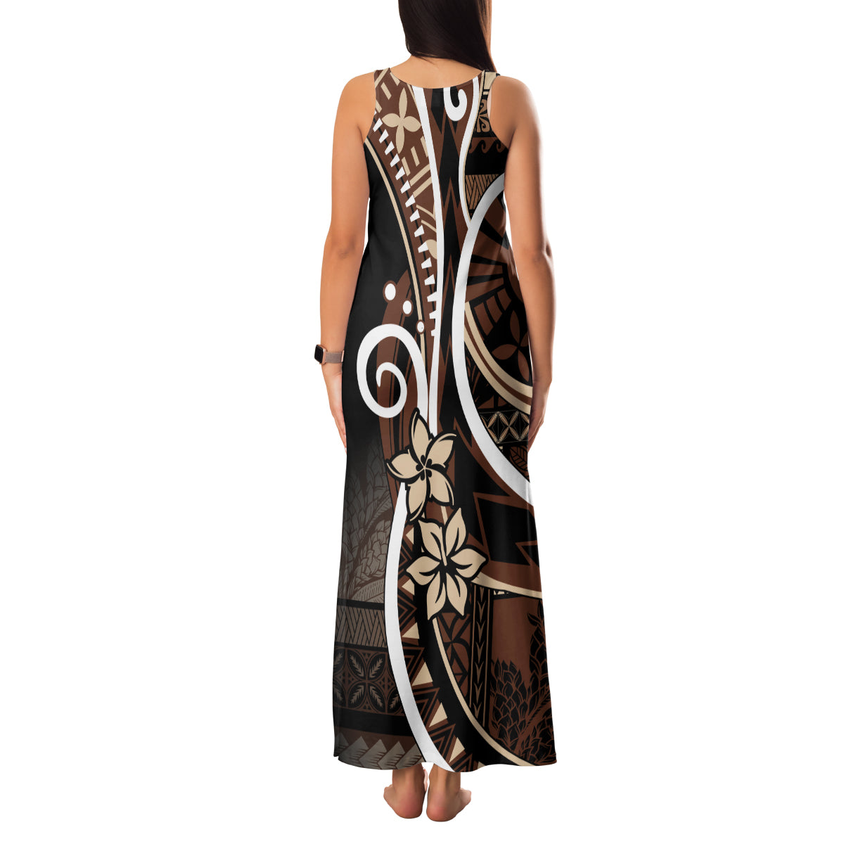 Samoa Siapo Classic Motif Family Matching Tank Maxi Dress and Hawaiian Shirt Manuia le tutoatasi o Samoa Independence Black Style LT7 - Polynesian Pride