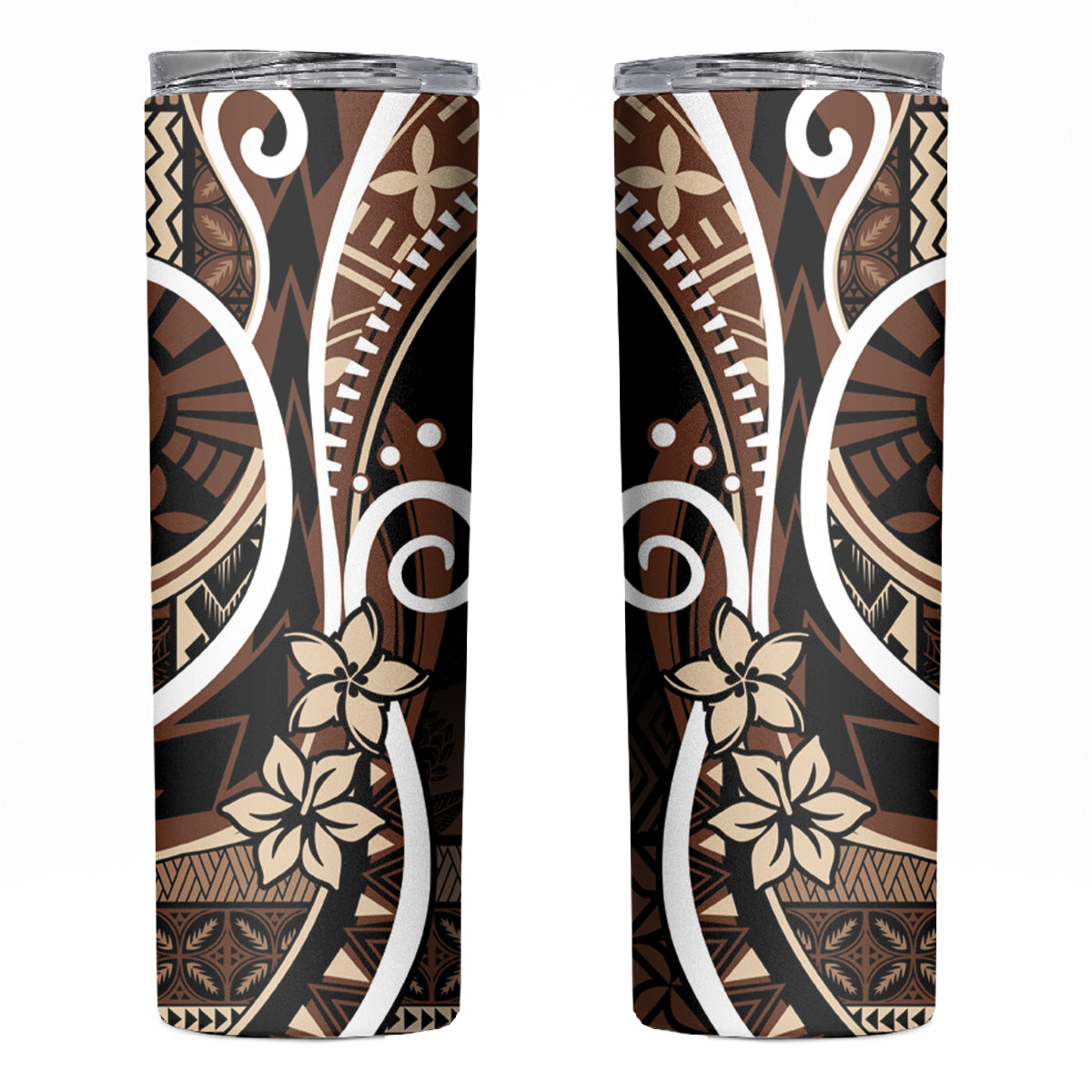 Samoa Siapo Classic Motif Skinny Tumbler Manuia le tutoatasi o Samoa Independence Black Style LT7 Black - Polynesian Pride