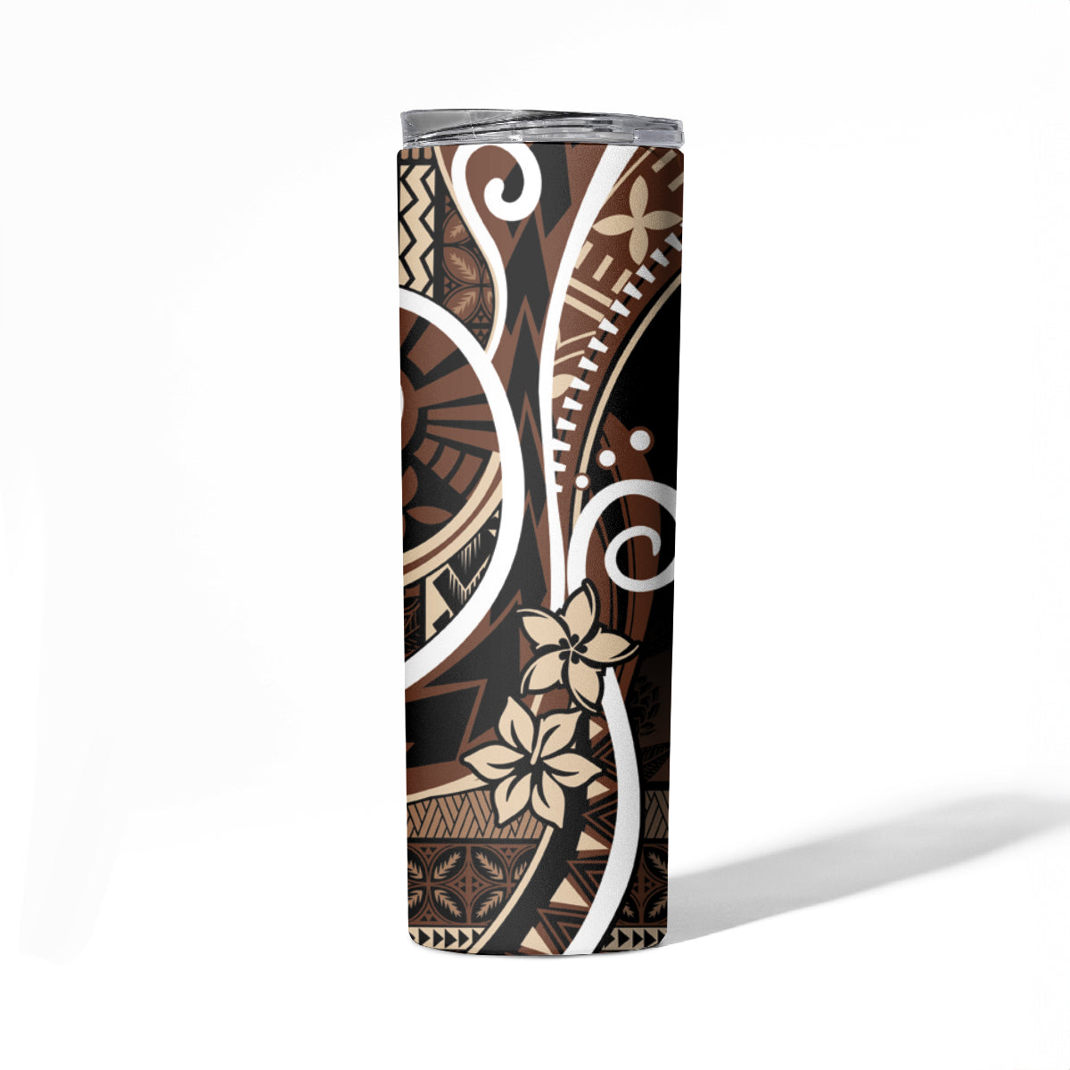 Samoa Siapo Classic Motif Skinny Tumbler Manuia le tutoatasi o Samoa Independence Black Style LT7 - Polynesian Pride