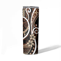 Samoa Siapo Classic Motif Skinny Tumbler Manuia le tutoatasi o Samoa Independence Black Style LT7 - Polynesian Pride