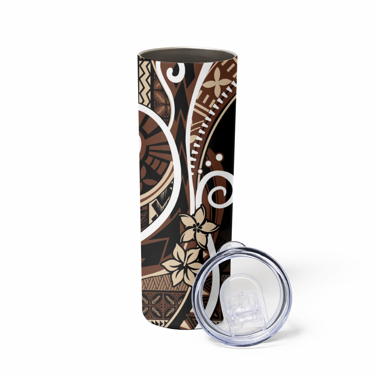 Samoa Siapo Classic Motif Skinny Tumbler Manuia le tutoatasi o Samoa Independence Black Style LT7 - Polynesian Pride