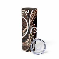 Samoa Siapo Classic Motif Skinny Tumbler Manuia le tutoatasi o Samoa Independence Black Style LT7 - Polynesian Pride