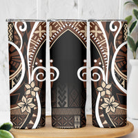 Samoa Siapo Classic Motif Skinny Tumbler Manuia le tutoatasi o Samoa Independence Black Style LT7 - Polynesian Pride