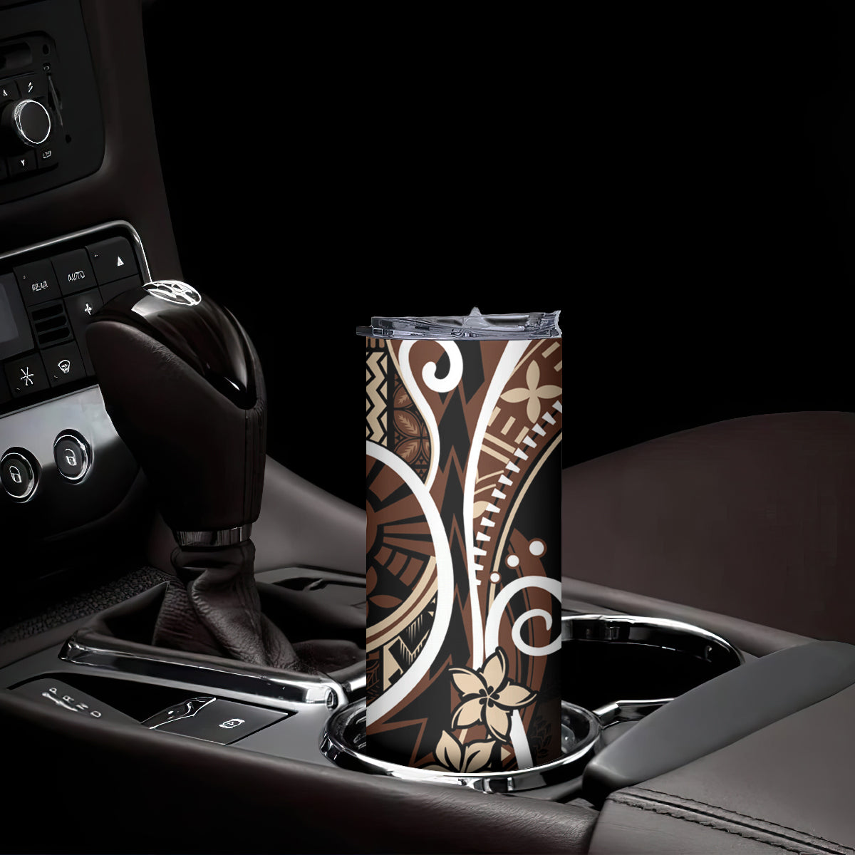 Samoa Siapo Classic Motif Skinny Tumbler Manuia le tutoatasi o Samoa Independence Black Style LT7 - Polynesian Pride