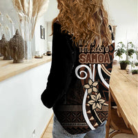 Samoa Siapo Classic Motif Women Casual Shirt Manuia le tutoatasi o Samoa Independence Black Style LT7 - Polynesian Pride