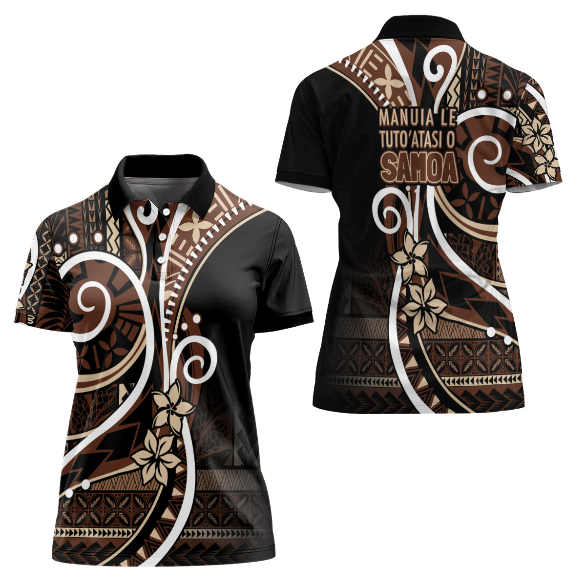 Samoa Siapo Classic Motif Women Polo Shirt Manuia le tutoatasi o Samoa Independence Black Style LT7 - Polynesian Pride