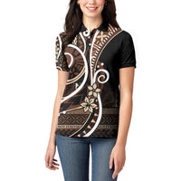 Samoa Siapo Classic Motif Women Polo Shirt Manuia le tutoatasi o Samoa Independence Black Style LT7 - Polynesian Pride