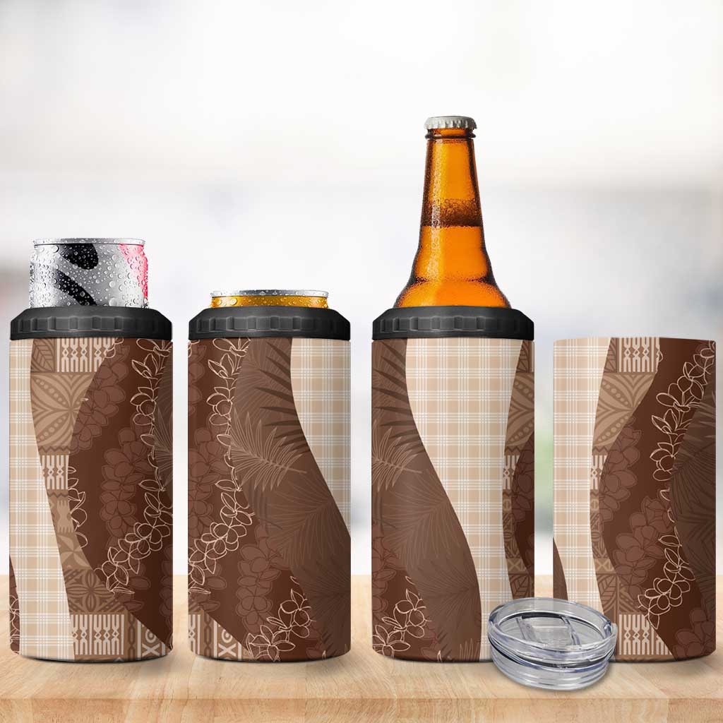 Polynesian Tribal Pattern Patchwork Picturesque 4 in 1 Can Cooler Tumbler Mocha