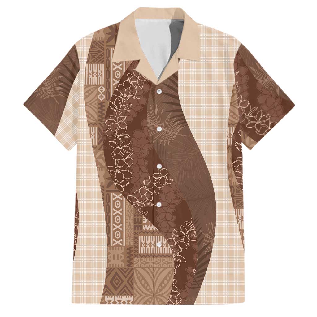 Polynesian Tribal Pattern Patchwork Picturesque Family Matching Mermaid Dress and Hawaiian Shirt Mocha LT7 Dad's Shirt - Short Sleeve Mocha - Polynesian Pride