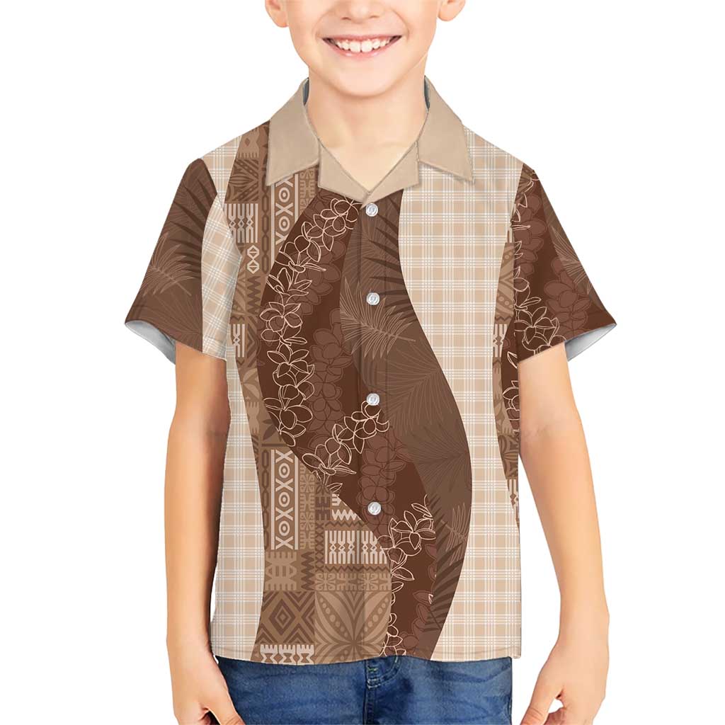 Polynesian Tribal Pattern Patchwork Picturesque Family Matching Mermaid Dress and Hawaiian Shirt Mocha LT7 Son's Shirt Mocha - Polynesian Pride