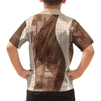 Polynesian Tribal Pattern Patchwork Picturesque Family Matching Short Sleeve Bodycon Dress and Hawaiian Shirt Mocha LT7 - Polynesian Pride
