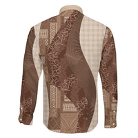 Polynesian Tribal Pattern Patchwork Picturesque Family Matching Short Sleeve Bodycon Dress and Hawaiian Shirt Mocha LT7 - Polynesian Pride