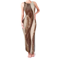 Polynesian Tribal Pattern Patchwork Picturesque Family Matching Tank Maxi Dress and Hawaiian Shirt Mocha