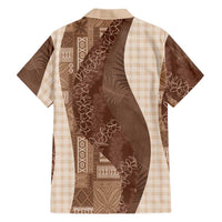 Polynesian Tribal Pattern Patchwork Picturesque Hawaiian Shirt Mocha