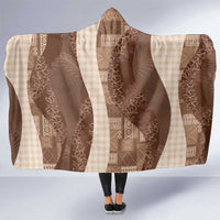 Polynesian Tribal Pattern Patchwork Picturesque Hooded Blanket Mocha