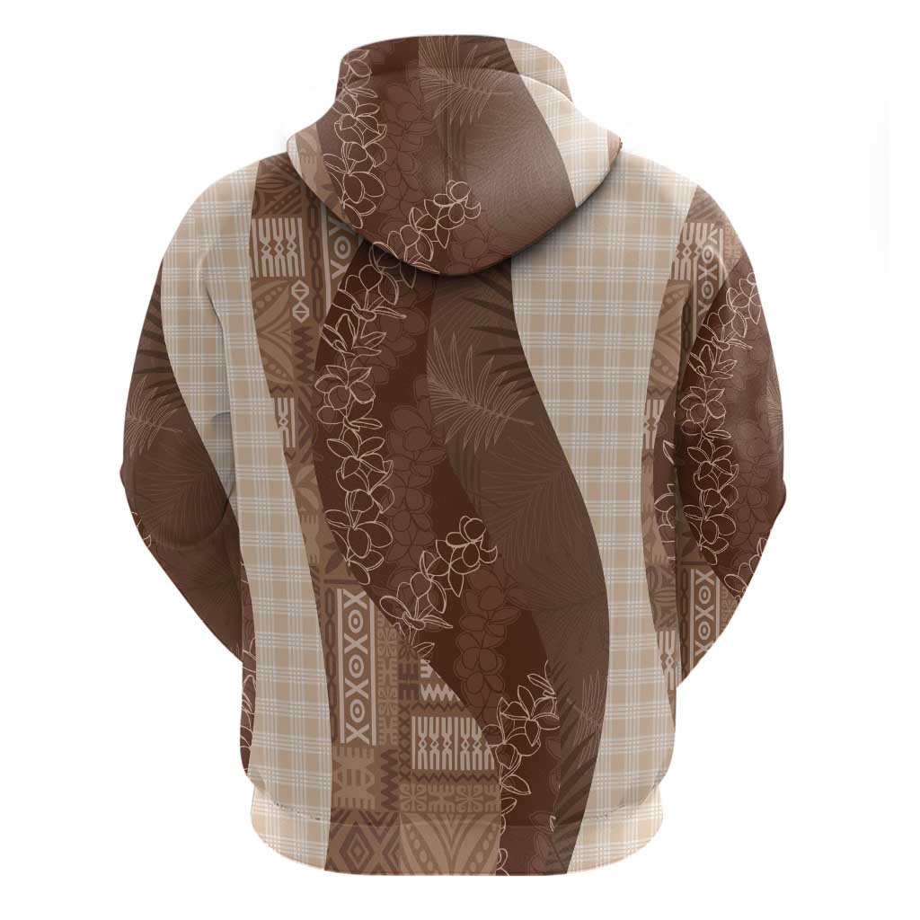 Polynesian Tribal Pattern Patchwork Picturesque Hoodie Mocha
