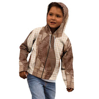 Polynesian Tribal Pattern Patchwork Picturesque Kid Hoodie Mocha