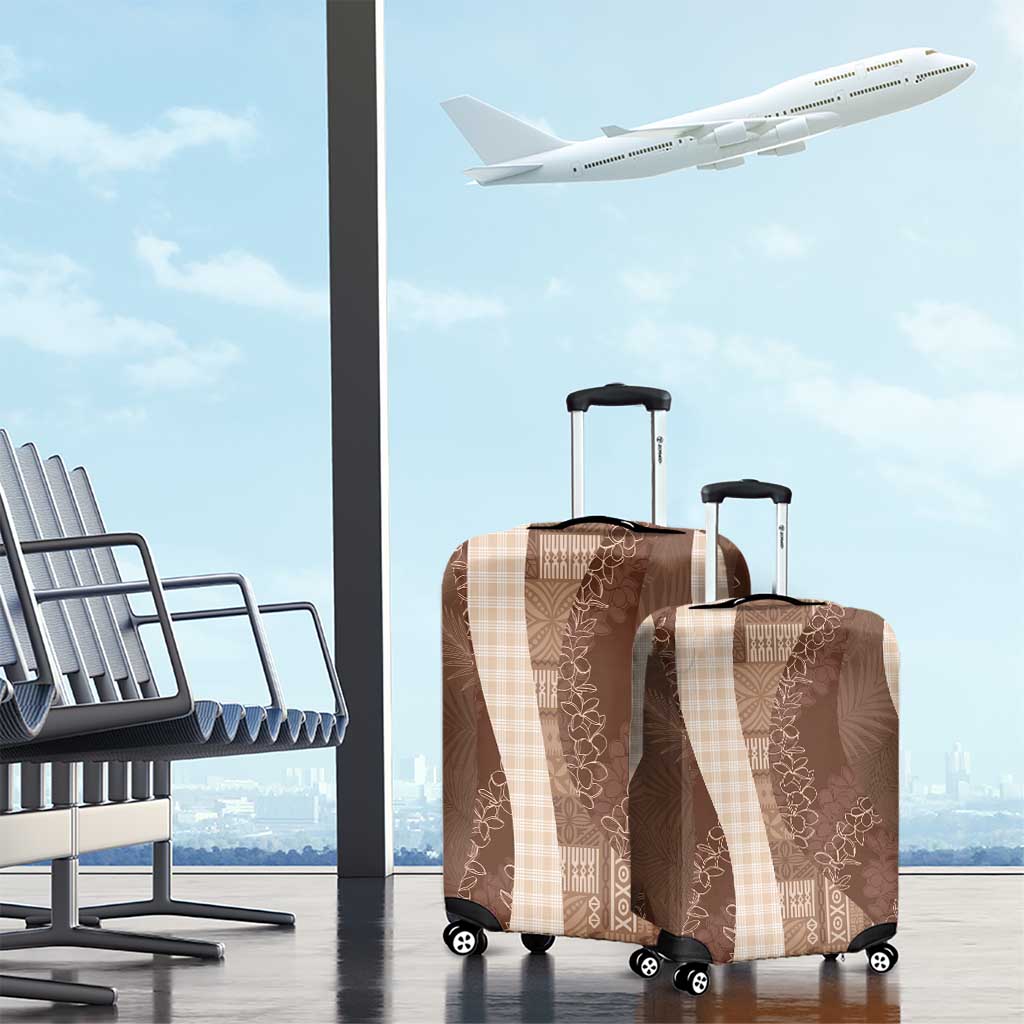 Polynesian Tribal Pattern Patchwork Picturesque Luggage Cover Mocha
