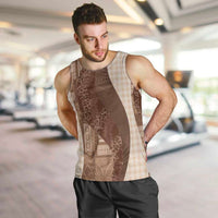 Polynesian Tribal Pattern Patchwork Picturesque Men Tank Top Mocha