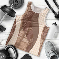 Polynesian Tribal Pattern Patchwork Picturesque Men Tank Top Mocha